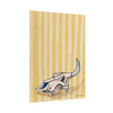 Yellow Stripe Cow Skull Art Print