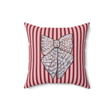 Silver Ribbon Velveteen Throw Pillow