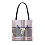 Plaid Cow Skull Tote Bag