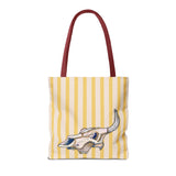Yellow Striped Cow Skull Tote Bag