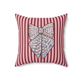 Silver Ribbon Velveteen Throw Pillow