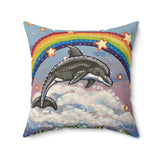 Dancing Dolphin Velveteen Throw Pillow