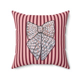 Silver Ribbon Velveteen Throw Pillow