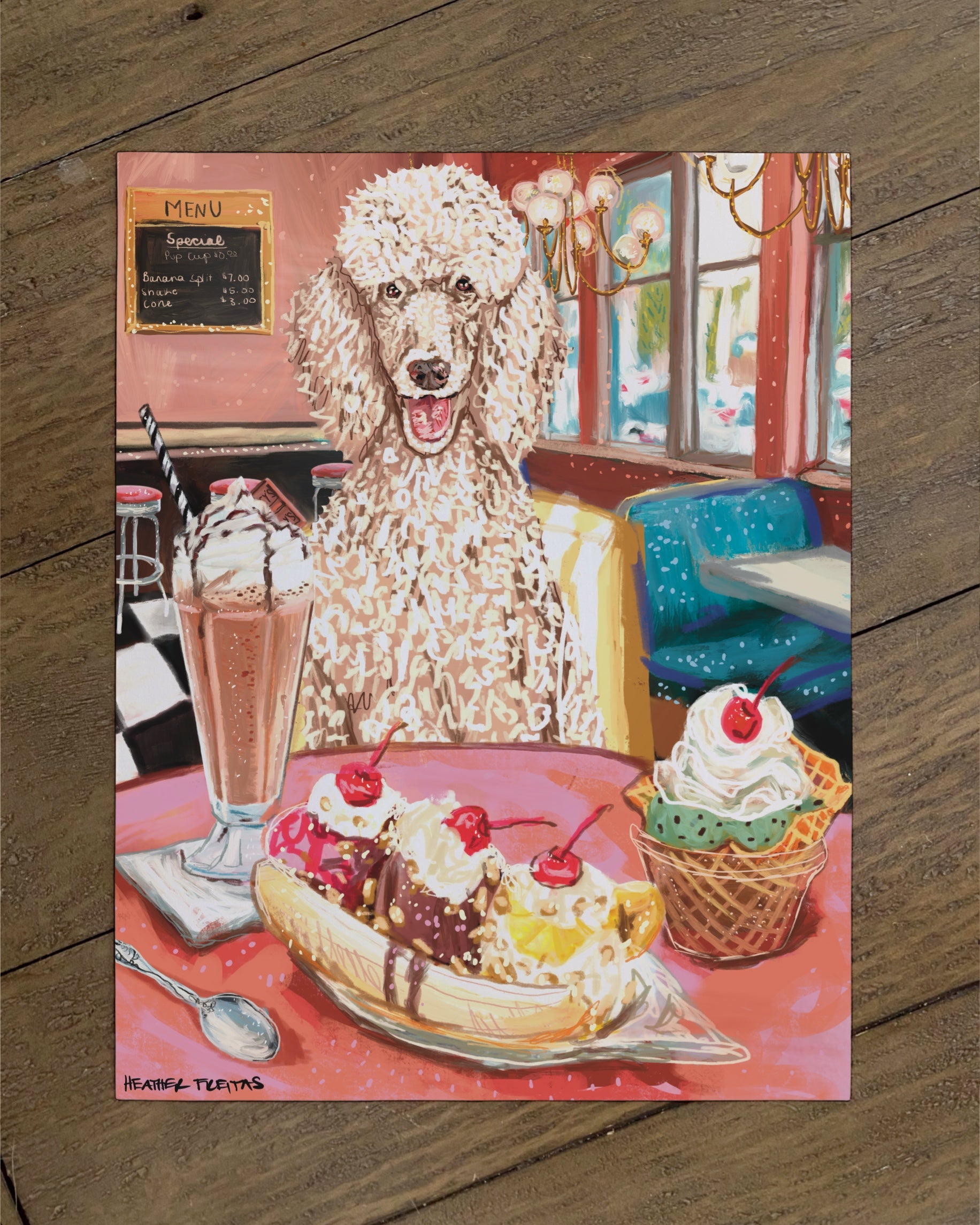 Standard Poodle - Build Your Own Dining Dog Paper Print