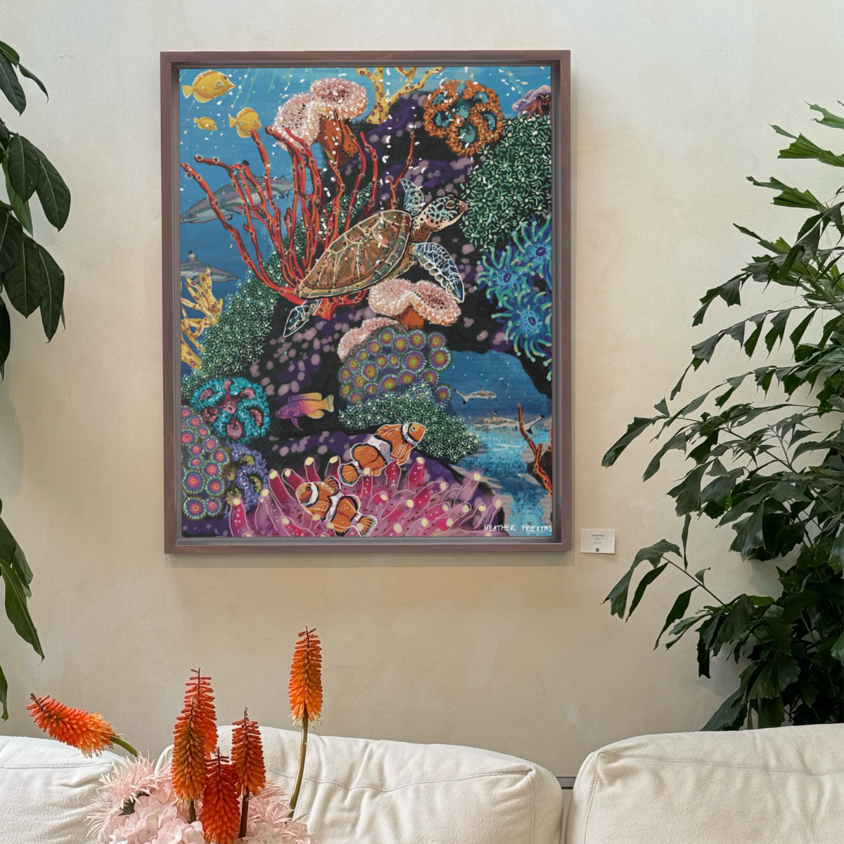 Turtle Tides Framed Fine Art Canvas Print