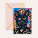 Royal Black Cat Fine Art Greeting Card