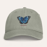 Blue Butterfly Washed Cotton Cap
