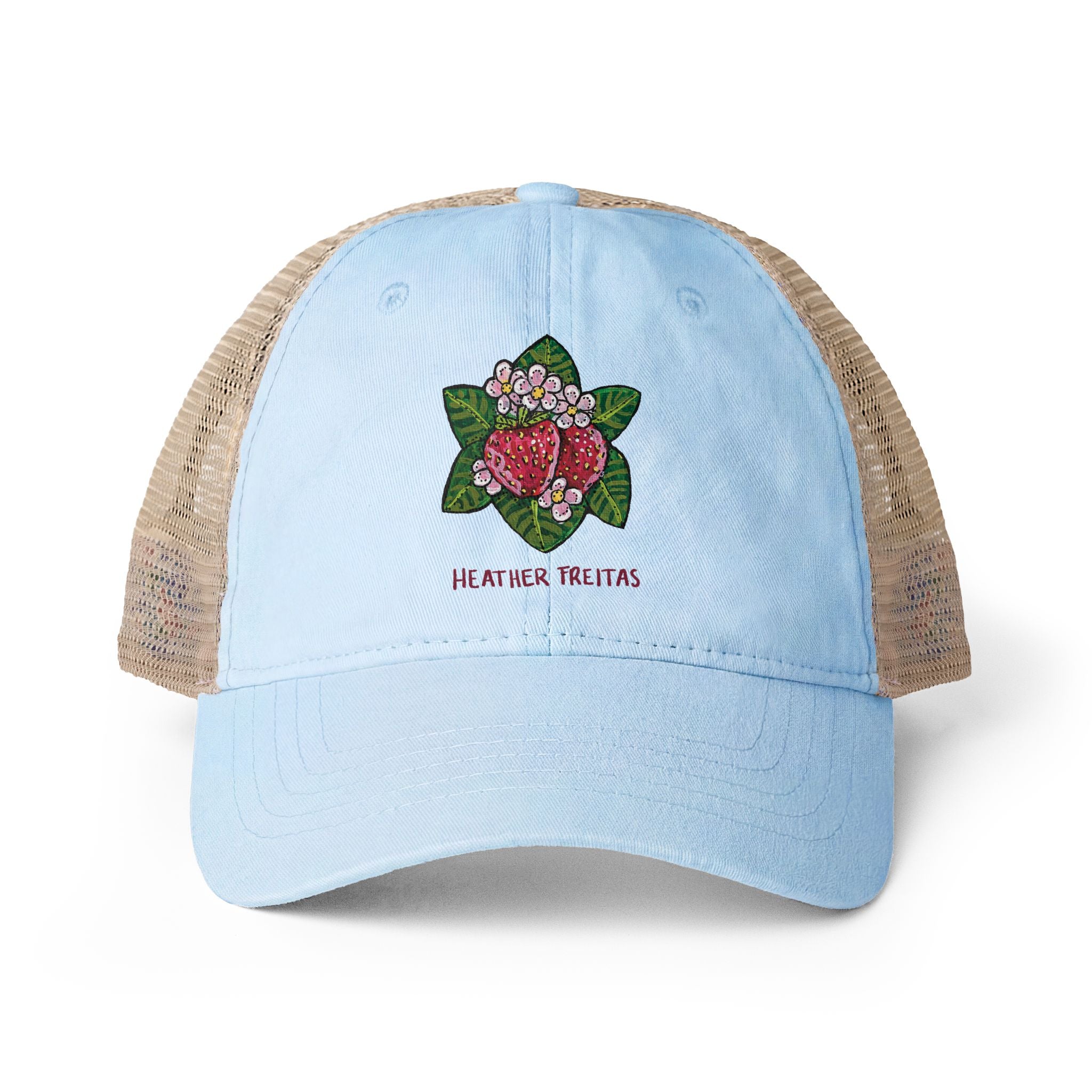 Strawberries Women's Washed Mesh-Back Cap