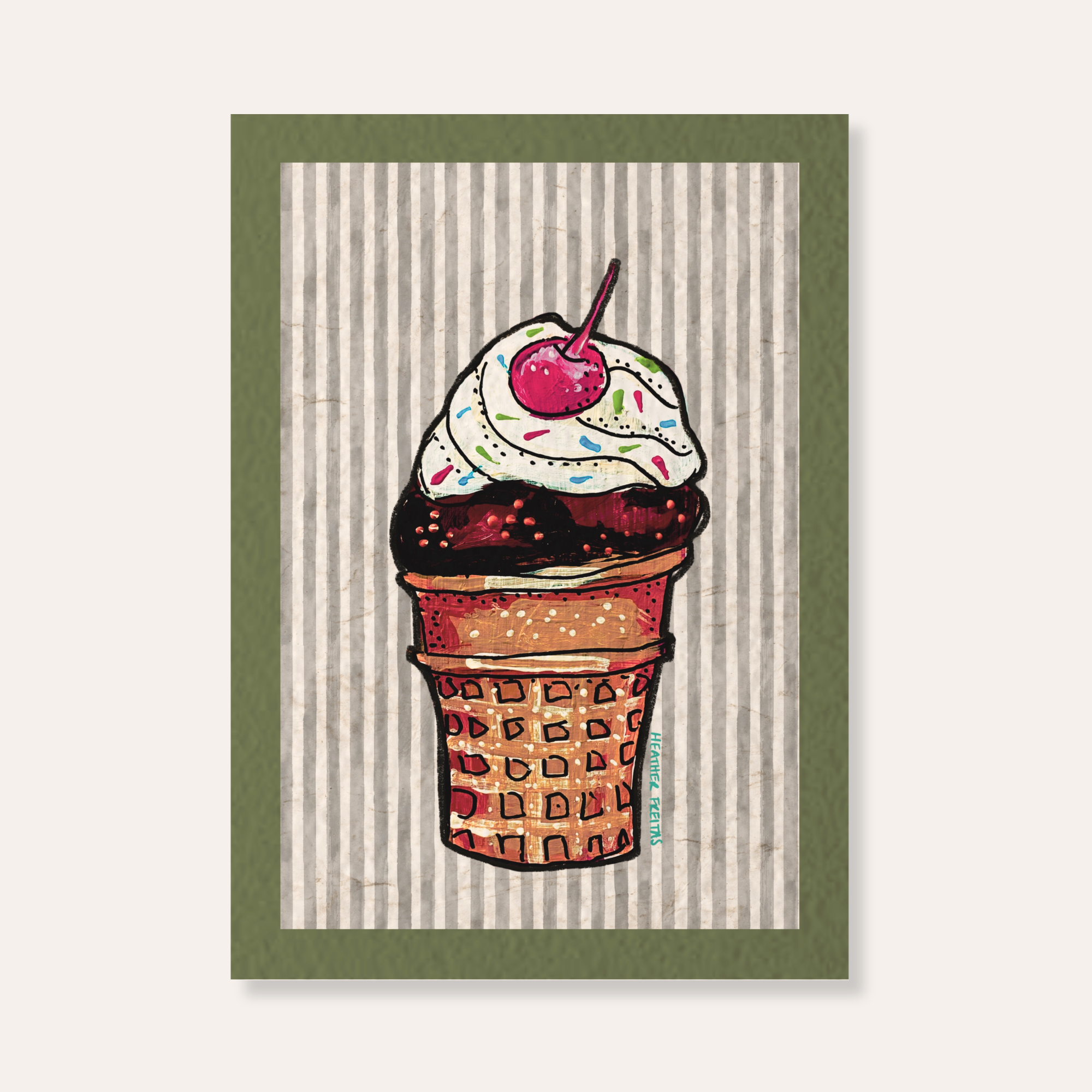 Chocolate Ice Cream Cone Mini Fine Art Print