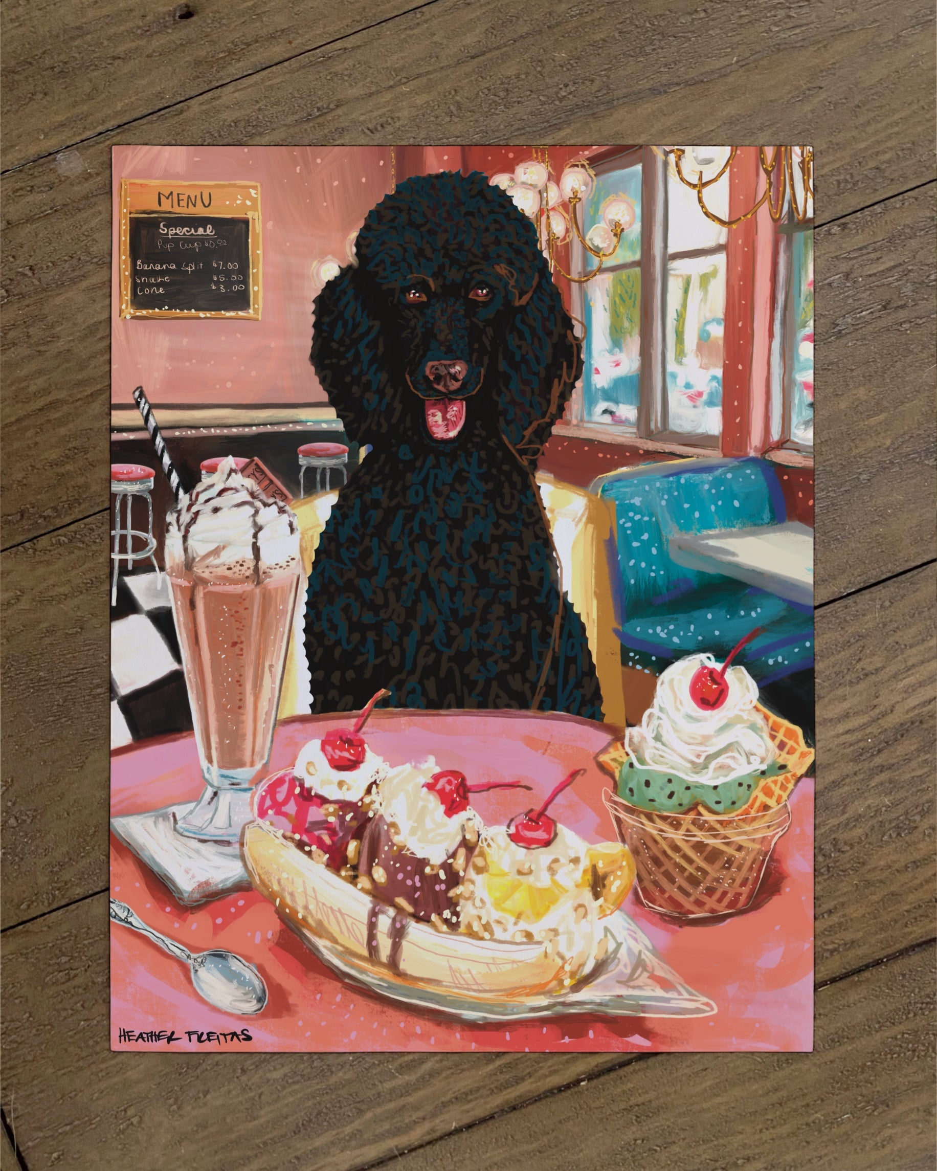 Standard Poodle - Build Your Own Dining Dog Paper Print
