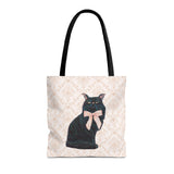 Black Cat With Bow Tote Bag