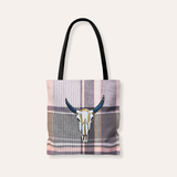 Plaid Cow Skull Tote Bag
