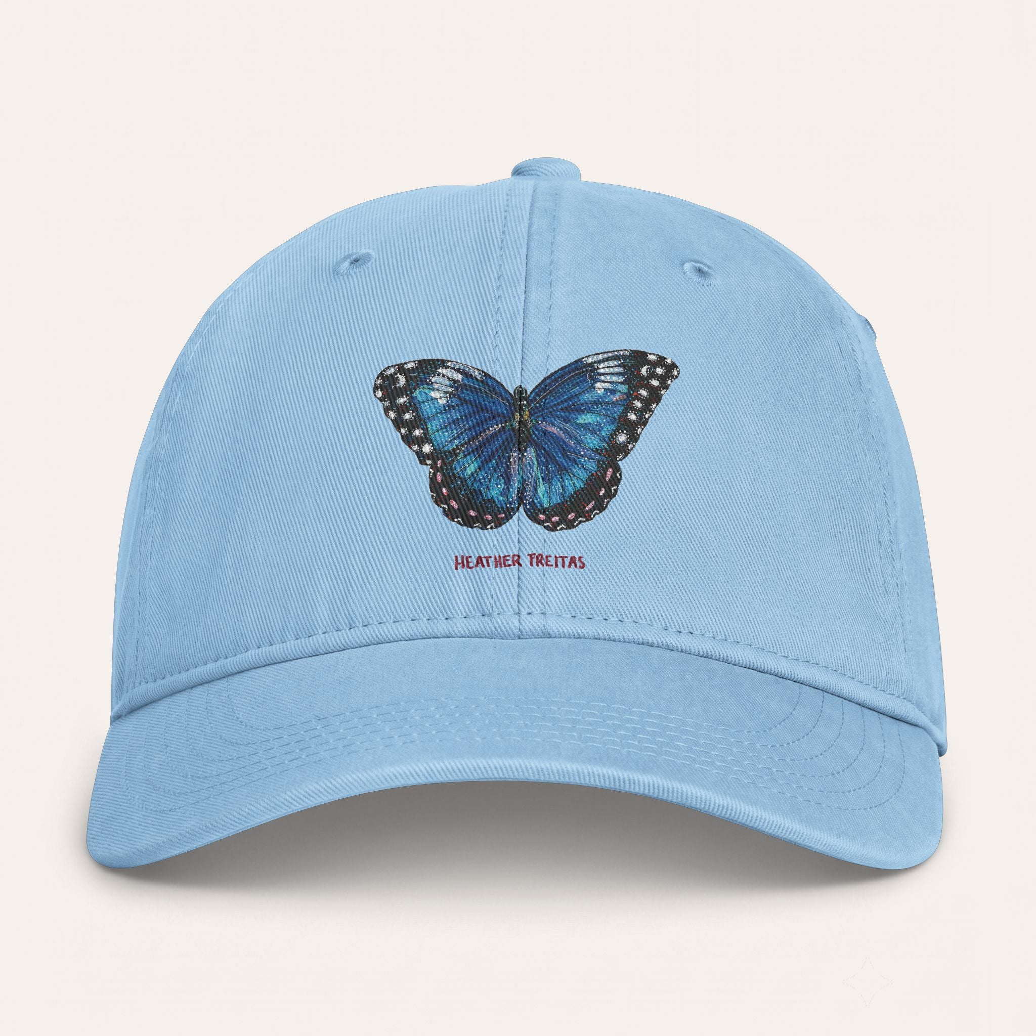 Blue Butterfly Washed Cotton Cap