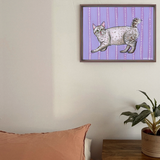 American Bobtail Cat Framed Fine Art Canvas Print
