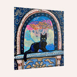 Black Cat In Archway Mini Art Print