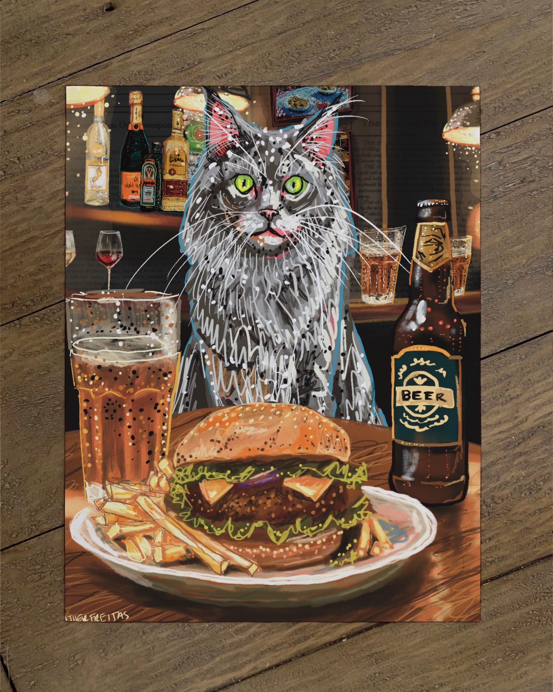 Long Hair Gre Cat - Build Your Own Fancy Feast Cat Paper Print