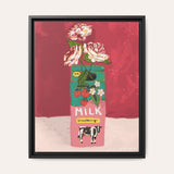 Strawberry Milk Framed Fine Art Canvas Print