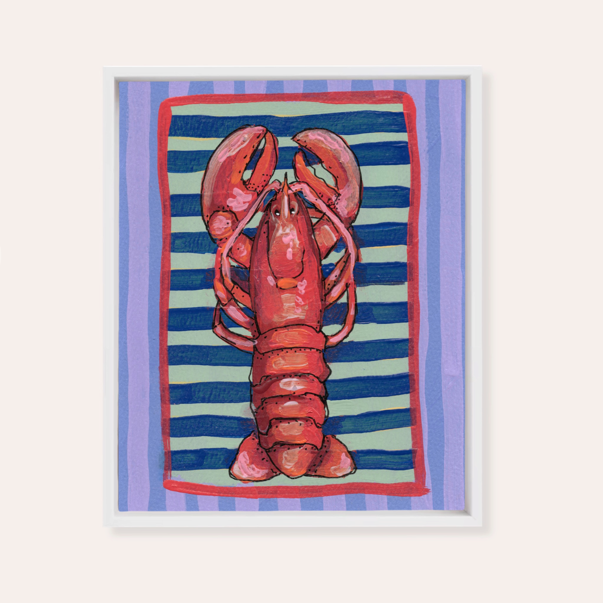 Red Lobster Framed Fine Art Canvas Print
