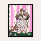 Shih Tzu Dog Framed Fine Art Canvas Print