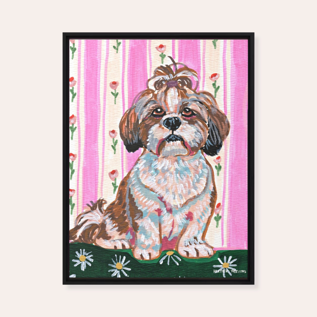 Shih Tzu Dog Framed Fine Art Canvas Print