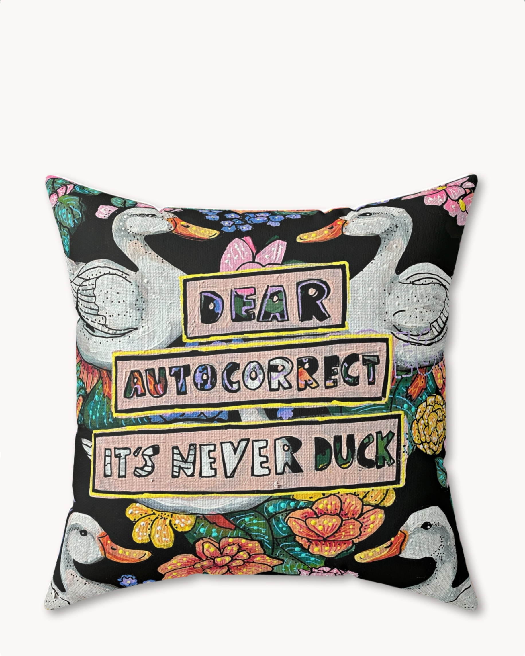 Autocorrect Decorative Faux Suede Throw Pillow