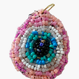 Pink Evil Eye Hand Beaded Pendant