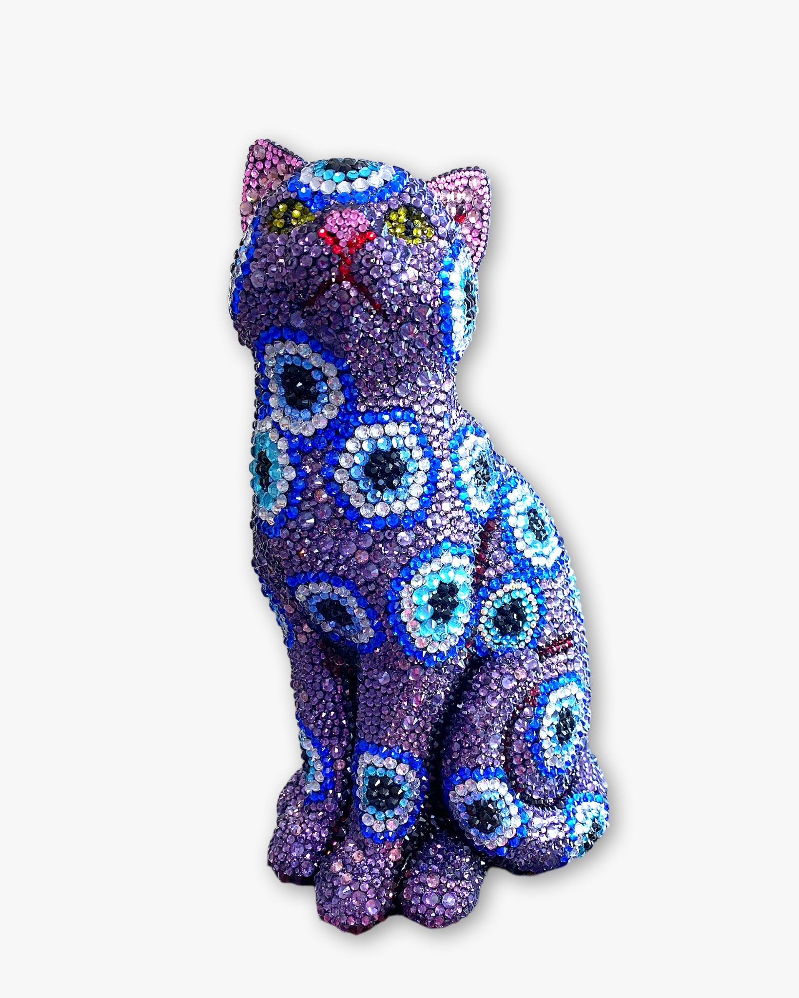Amethyst Evil Eye Crystal Cat Sculpture - Heather Freitas - fine art home deccor