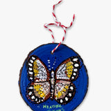 Dusk Blue & Golden Glow Butterfly - Hand Painted Ornament