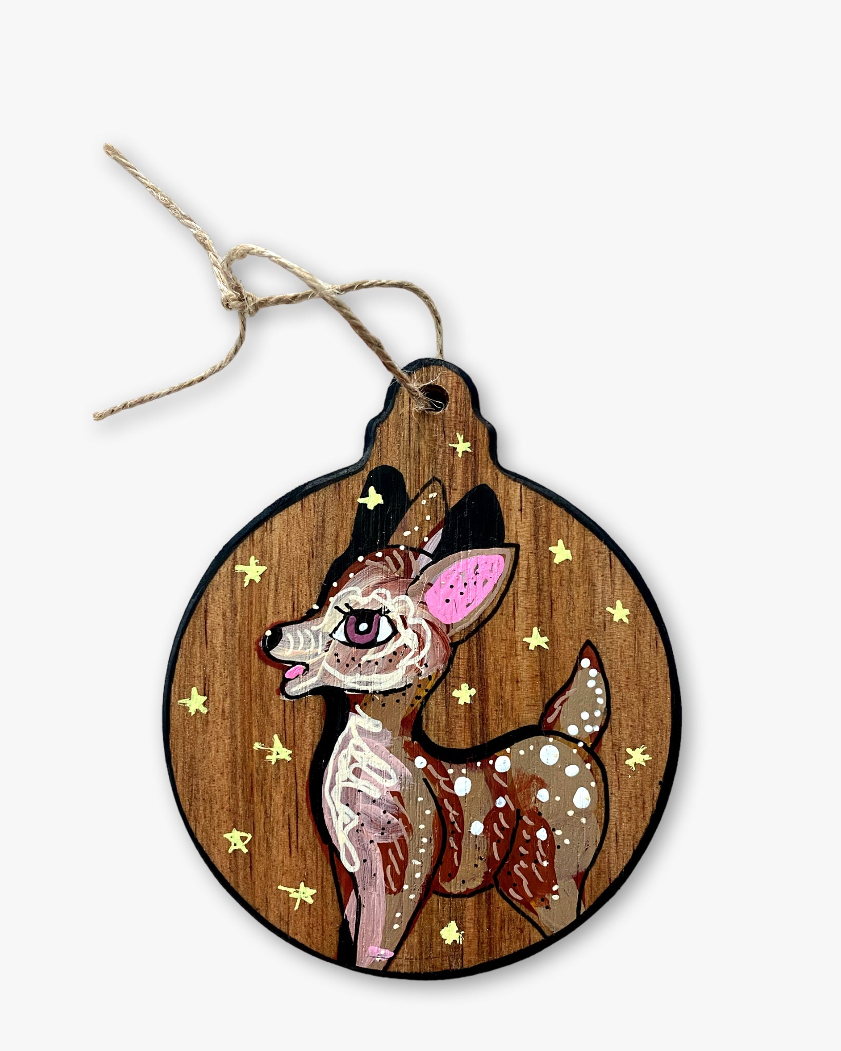 Wood Fawn Hand Painted Ornament