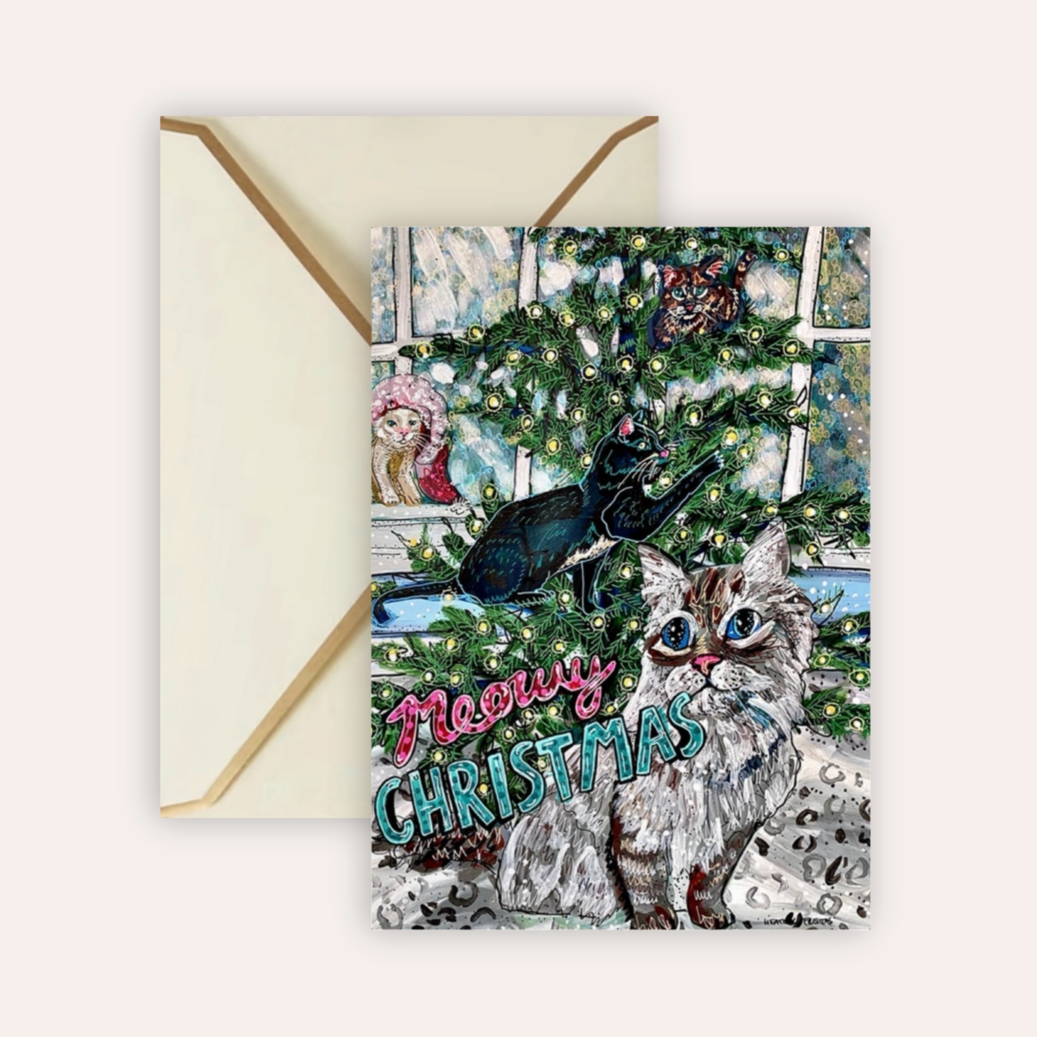 Meowy Christmas Fine Art Greeting Card