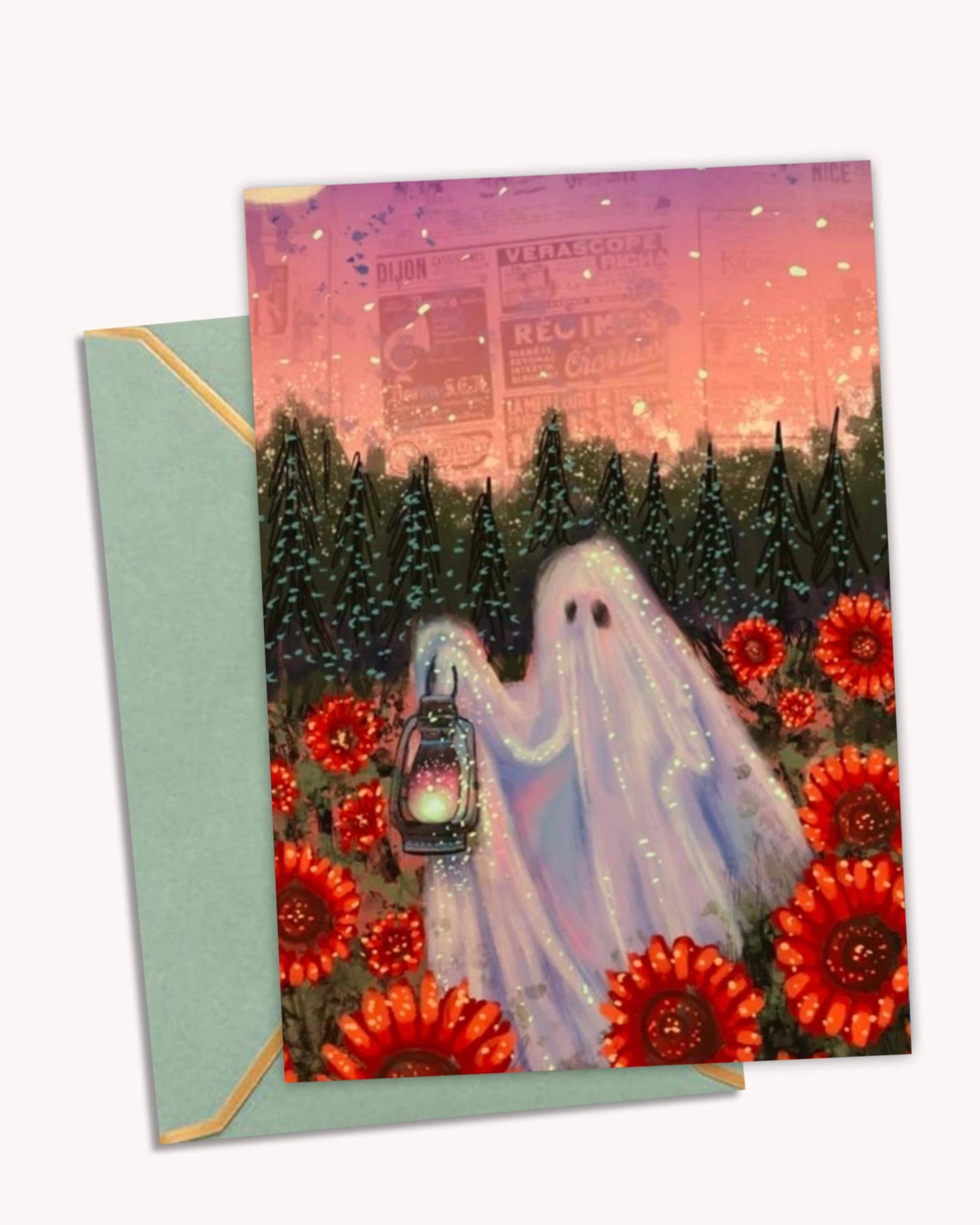 Twilight Sunflower Ghost - Greeting Card / Fine Art Print
