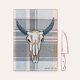Plaid Cow Skull Cutting Board / Trivet