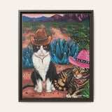 Cowboy Cats Framed Fine Art Canvas Print