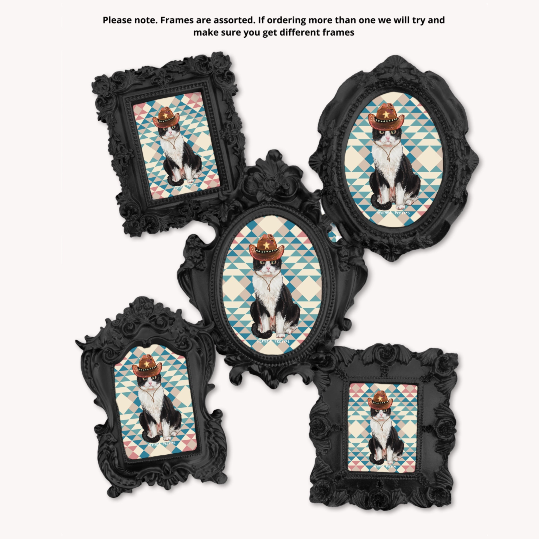 Cowboy Cat Framed Small Magnet