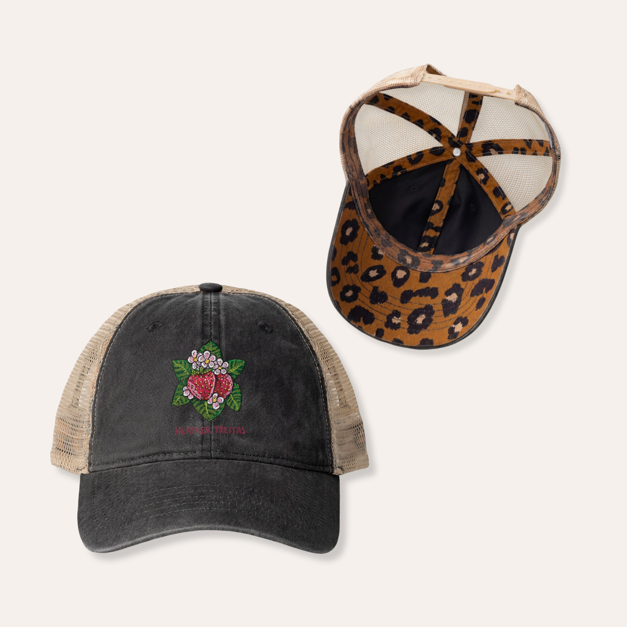 Strawberries Women's Washed Mesh-Back Cap