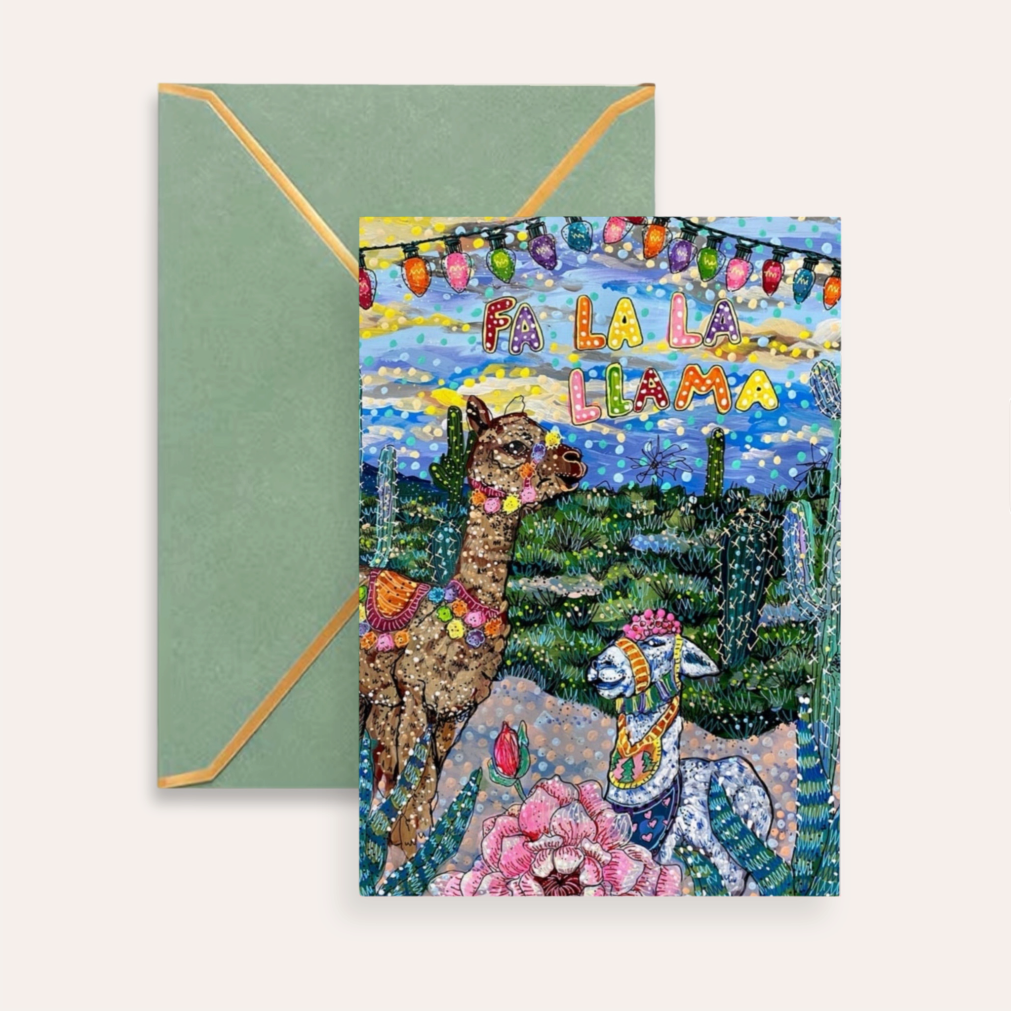 Fa La La Llama Fine Art Greeting Card