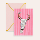 Pink Cow Skull Fine Art Greeting Card