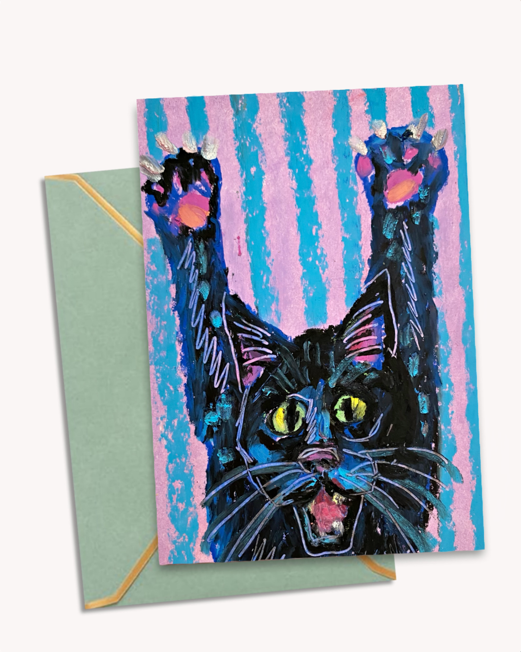 Black Cat Scratch - Greeting Card / Fine Art Print