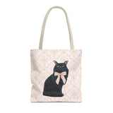 Black Cat With Bow Tote Bag
