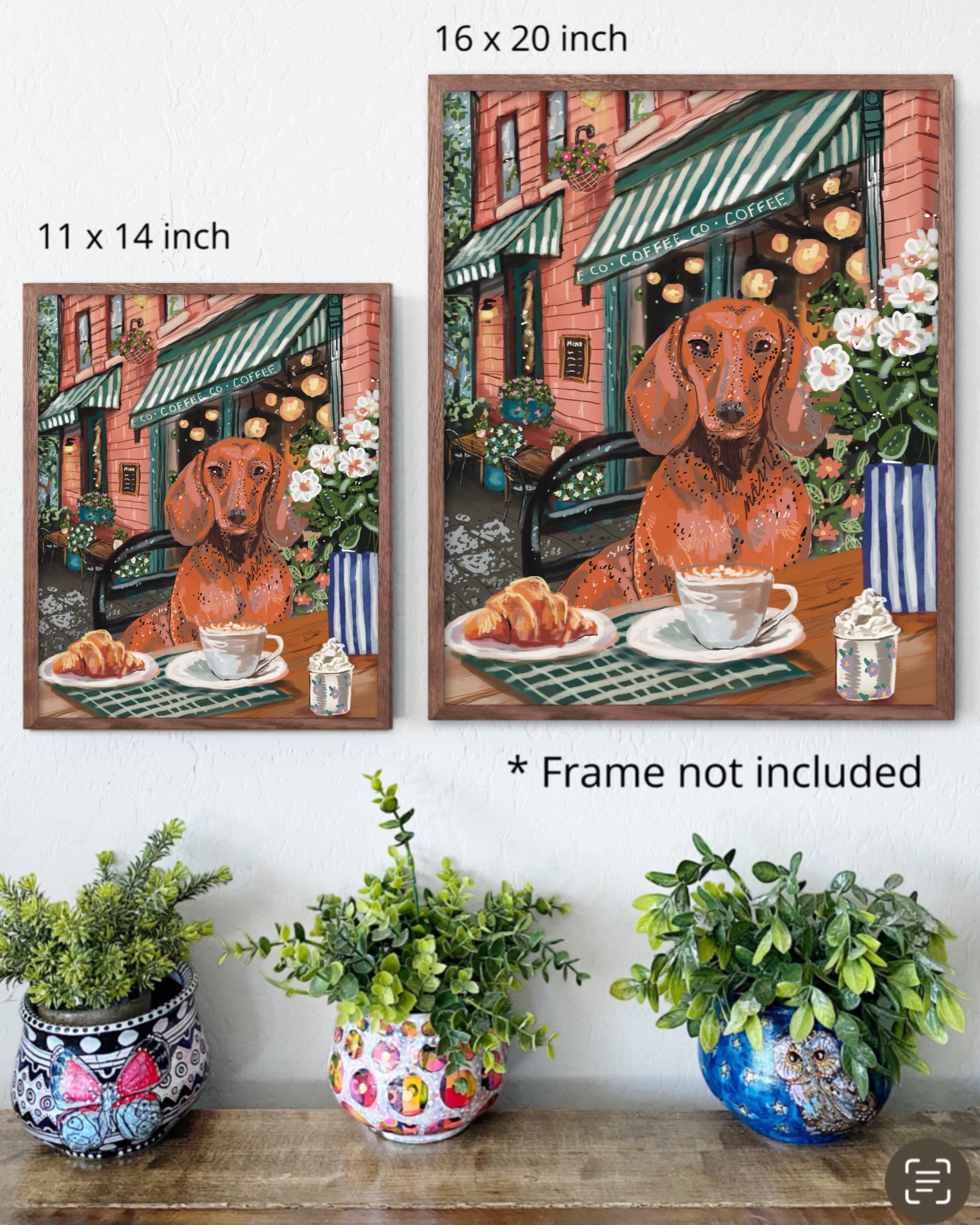 Build Your Own Dining Dog Art Print - Dachshund