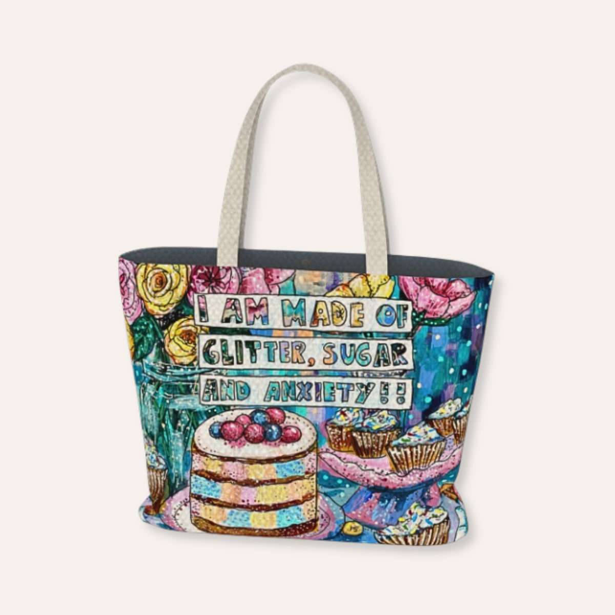 Glitter, Sugar & Anxiety Oversized Tote