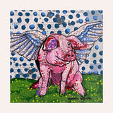 Polka Dot Flying Pig Mini Art Print