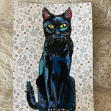 Floral Pattern Black Cat ( Original Painting )