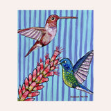 Hummingbirds & Ocotillo Flower Fine Art Paper Print