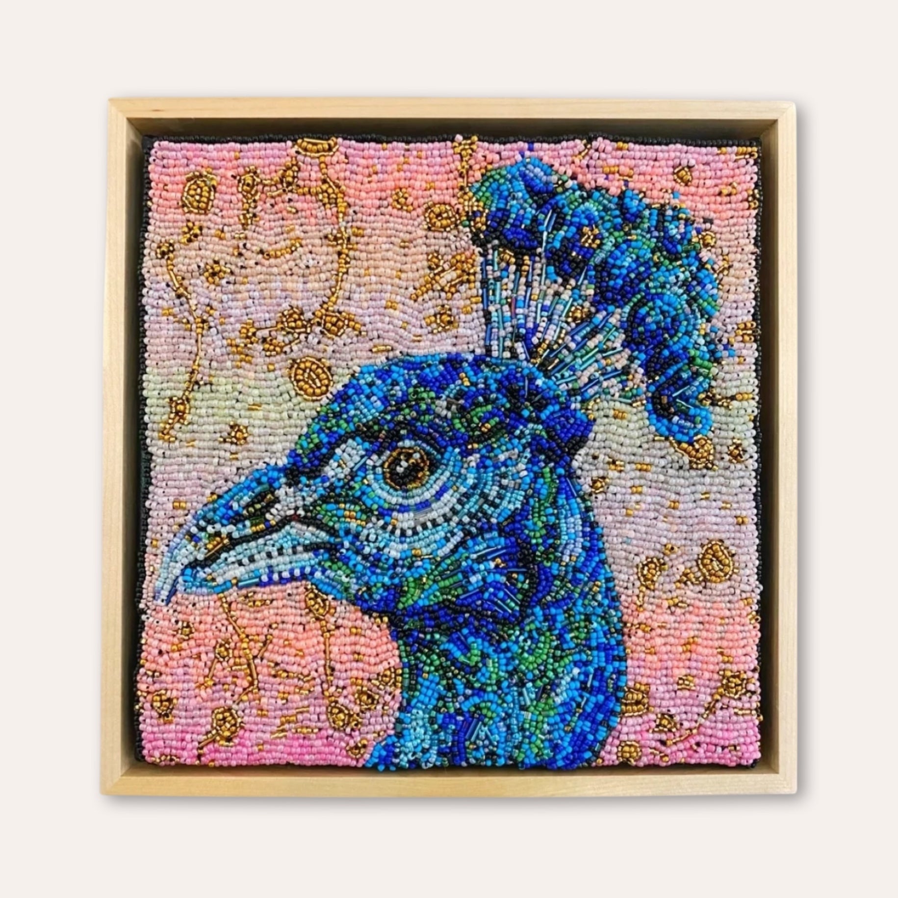 Golden Hour Peacock ( Fully Beaded Artwork )