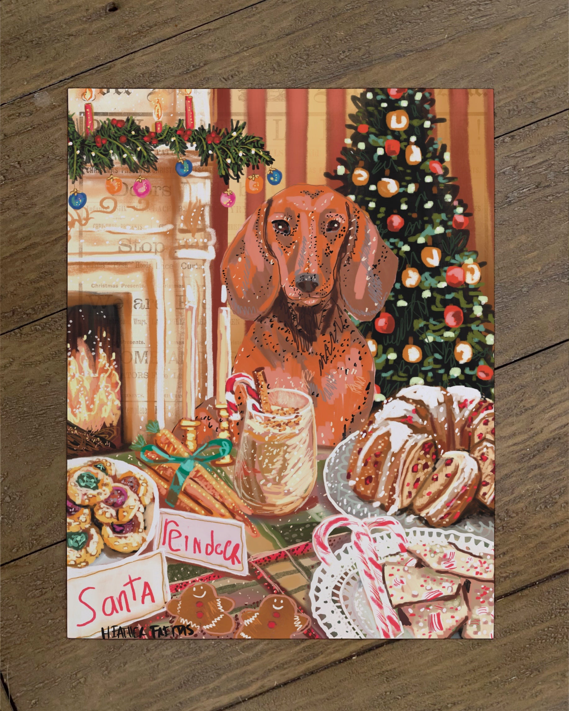 Build Your Own Dining Dog Art Print - Dachshund