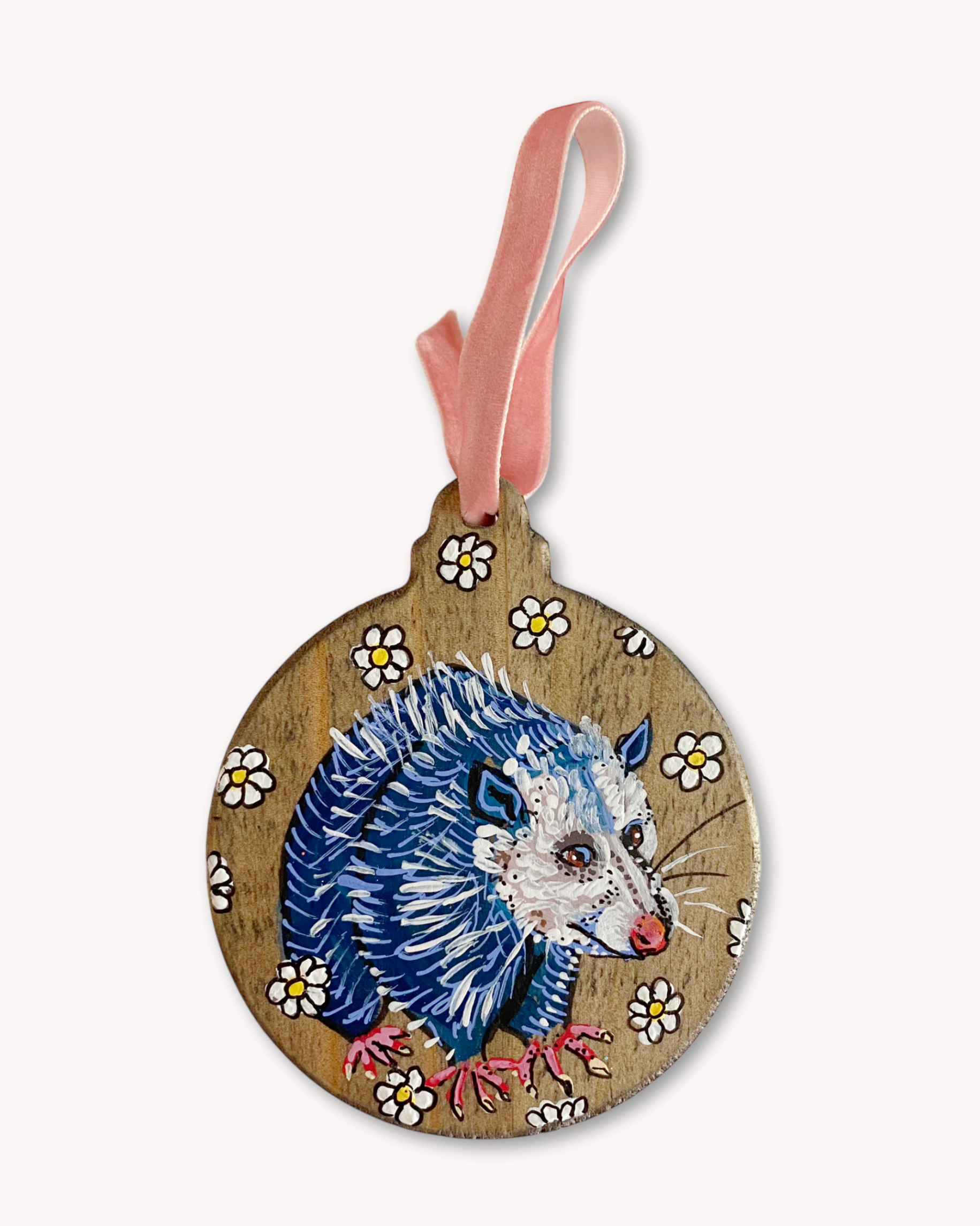 Pink Opossum Hand Painted Ornament