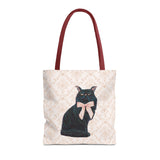 Black Cat With Bow Tote Bag