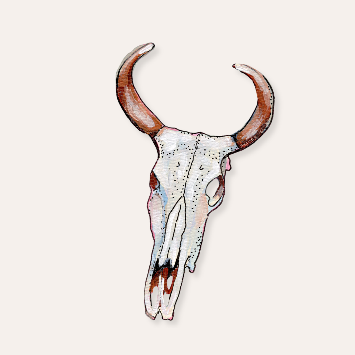 Hanging Cow Skull Sticker