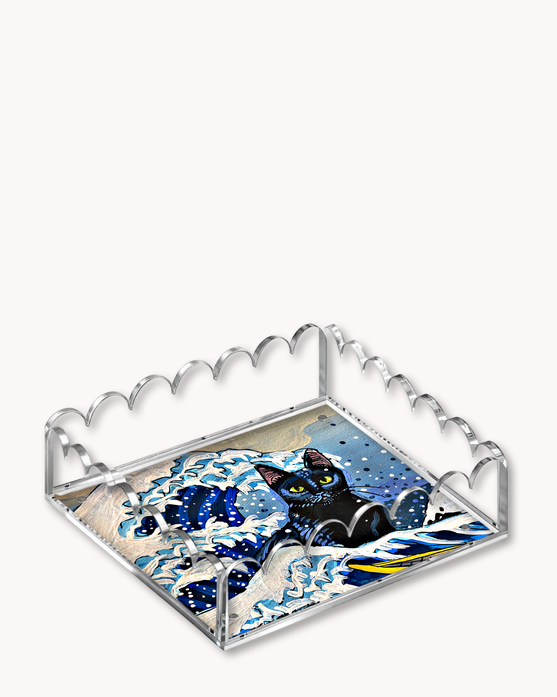 The Great Wave Cat Acrylic Tray